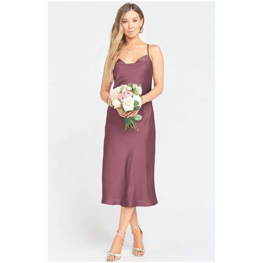 Show Me Your Mumu SMYM Verona cowl dress dusty plum luxe satin size large NWT